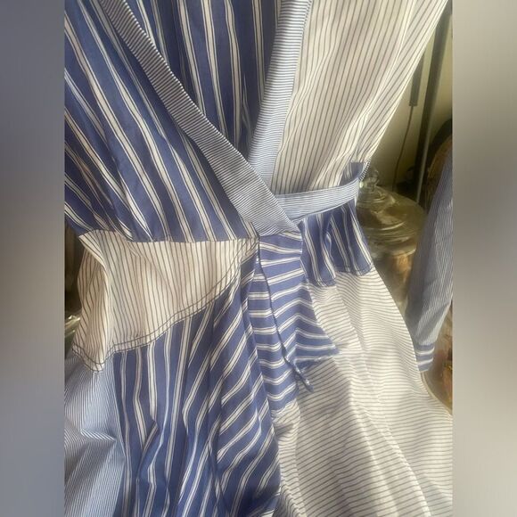 Maeve Anthropologie blue and white striped long sleeve short dress size 6 - Picture 10 of 15